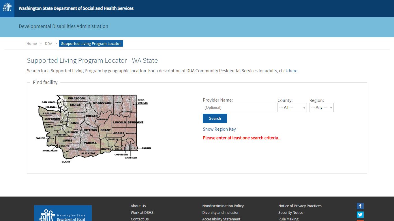 Residential Care Lookup - Washington