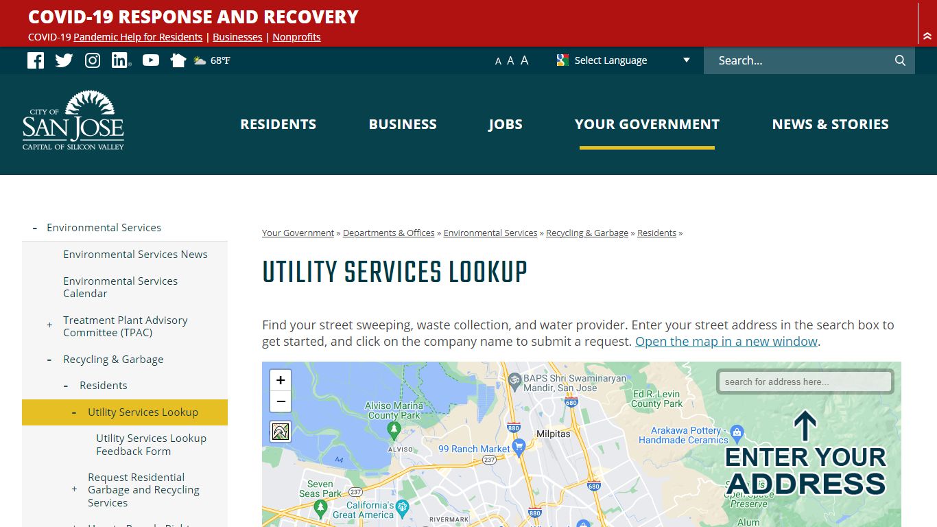 Utility Services Lookup | City of San Jose